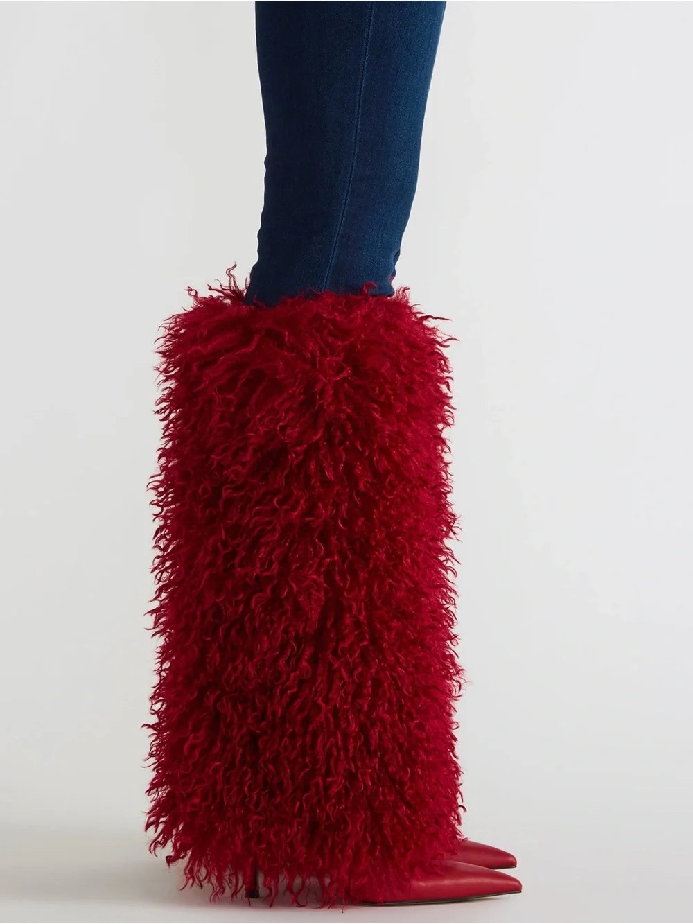 NWT Steve Madden Icon Faux Fur Red Boots Size 7.5 (no original box)